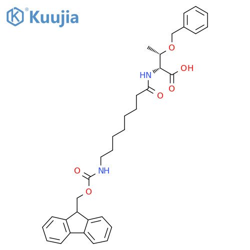 (2R,3S)-3-(benzyloxy)-2-8-({(9H-fluoren-9-yl)methoxycarbonyl}amino)octanamidobutanoic acid structure