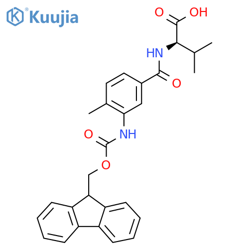 (2R)-2-{3-({(9H-fluoren-9-yl)methoxycarbonyl}amino)-4-methylphenylformamido}-3-methylbutanoic acid structure