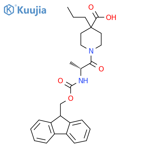 1-(2R)-2-({(9H-fluoren-9-yl)methoxycarbonyl}amino)propanoyl-4-propylpiperidine-4-carboxylic acid structure