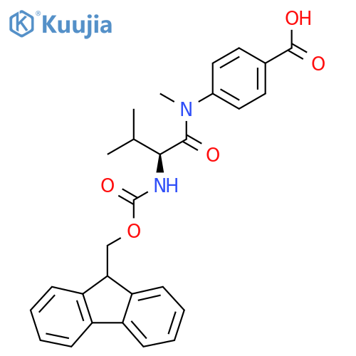 4-(2S)-2-({(9H-fluoren-9-yl)methoxycarbonyl}amino)-N,3-dimethylbutanamidobenzoic acid structure