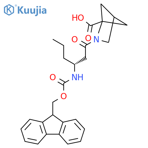2-(3R)-3-({(9H-fluoren-9-yl)methoxycarbonyl}amino)hexanoyl-2-azabicyclo2.1.1hexane-1-carboxylic acid structure