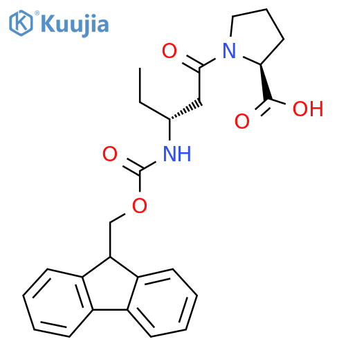 (2S)-1-(3R)-3-({(9H-fluoren-9-yl)methoxycarbonyl}amino)pentanoylpyrrolidine-2-carboxylic acid structure