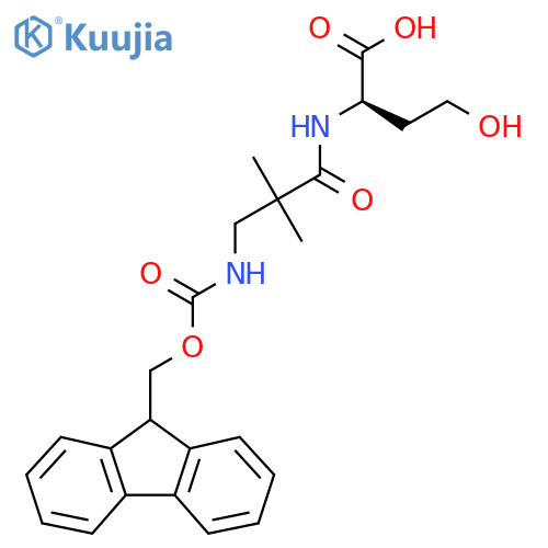(2R)-2-3-({(9H-fluoren-9-yl)methoxycarbonyl}amino)-2,2-dimethylpropanamido-4-hydroxybutanoic acid structure