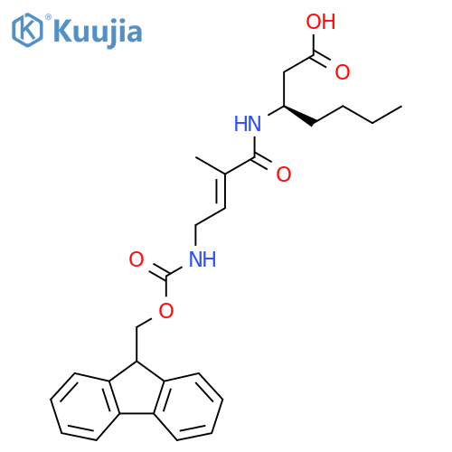 (3R)-3-4-({(9H-fluoren-9-yl)methoxycarbonyl}amino)-2-methylbut-2-enamidoheptanoic acid structure
