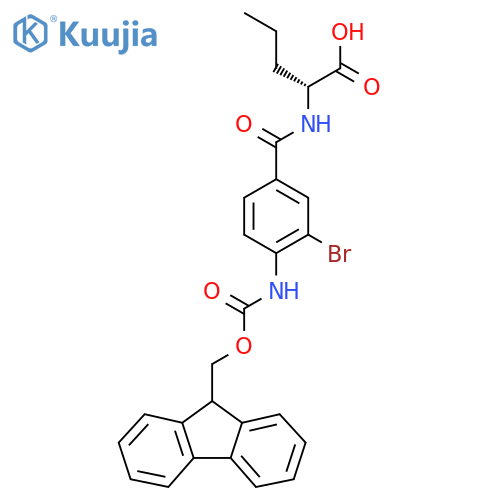 (2R)-2-{3-bromo-4-({(9H-fluoren-9-yl)methoxycarbonyl}amino)phenylformamido}pentanoic acid structure