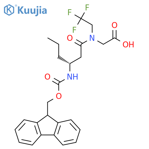 2-(3R)-3-({(9H-fluoren-9-yl)methoxycarbonyl}amino)-N-(2,2,2-trifluoroethyl)hexanamidoacetic acid structure