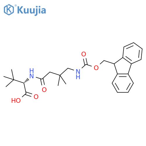 (2S)-2-4-({(9H-fluoren-9-yl)methoxycarbonyl}amino)-3,3-dimethylbutanamido-3,3-dimethylbutanoic acid structure