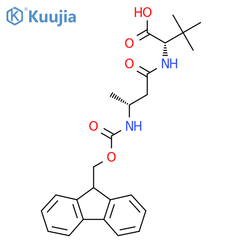 (2S)-2-(3R)-3-({(9H-fluoren-9-yl)methoxycarbonyl}amino)butanamido-3,3-dimethylbutanoic acid structure