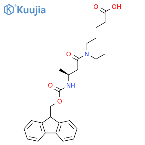 5-[(3S)-N-ethyl-3-({[(9H-fluoren-9-yl)methoxy]carbonyl}amino)butanamido]pentanoic acid structure