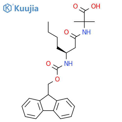2-(3S)-3-({(9H-fluoren-9-yl)methoxycarbonyl}amino)heptanamido-2-methylpropanoic acid structure