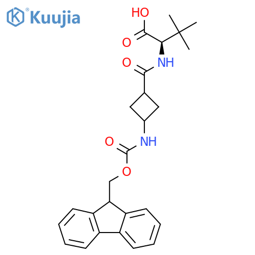 (2R)-2-{3-({(9H-fluoren-9-yl)methoxycarbonyl}amino)cyclobutylformamido}-3,3-dimethylbutanoic acid structure