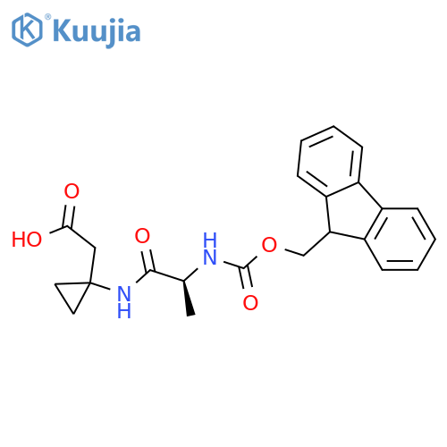 2-{1-(2S)-2-({(9H-fluoren-9-yl)methoxycarbonyl}amino)propanamidocyclopropyl}acetic acid structure