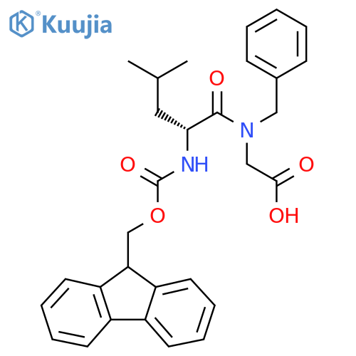 2-(2R)-N-benzyl-2-({(9H-fluoren-9-yl)methoxycarbonyl}amino)-4-methylpentanamidoacetic acid structure