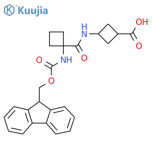 (1s,3s)-3-1-({(9H-fluoren-9-yl)methoxycarbonyl}amino)cyclobutaneamidocyclobutane-1-carboxylic acid structure