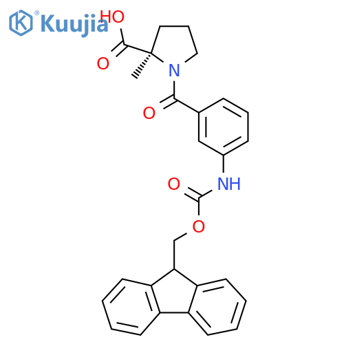 (2R)-1-3-({(9H-fluoren-9-yl)methoxycarbonyl}amino)benzoyl-2-methylpyrrolidine-2-carboxylic acid structure
