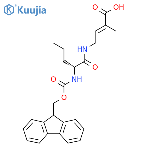 4-(2R)-2-({(9H-fluoren-9-yl)methoxycarbonyl}amino)pentanamido-2-methylbut-2-enoic acid structure