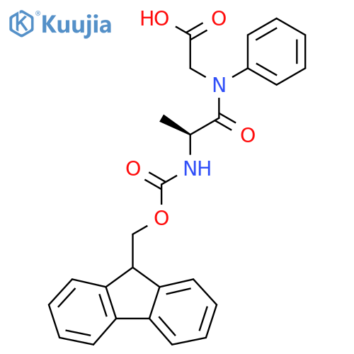 2-(2S)-2-({(9H-fluoren-9-yl)methoxycarbonyl}amino)-N-phenylpropanamidoacetic acid structure
