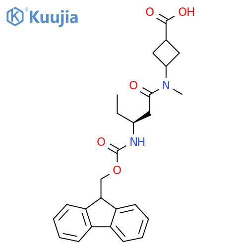 3-(3S)-3-({(9H-fluoren-9-yl)methoxycarbonyl}amino)-N-methylpentanamidocyclobutane-1-carboxylic acid structure