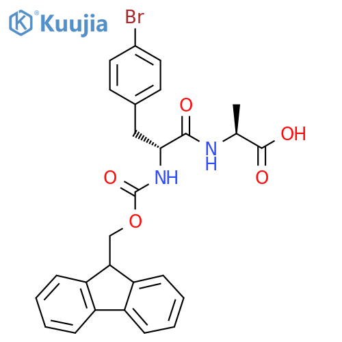 (2S)-2-(2R)-3-(4-bromophenyl)-2-({(9H-fluoren-9-yl)methoxycarbonyl}amino)propanamidopropanoic acid structure