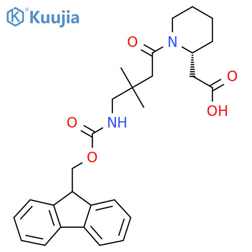 2-(2R)-1-4-({(9H-fluoren-9-yl)methoxycarbonyl}amino)-3,3-dimethylbutanoylpiperidin-2-ylacetic acid structure