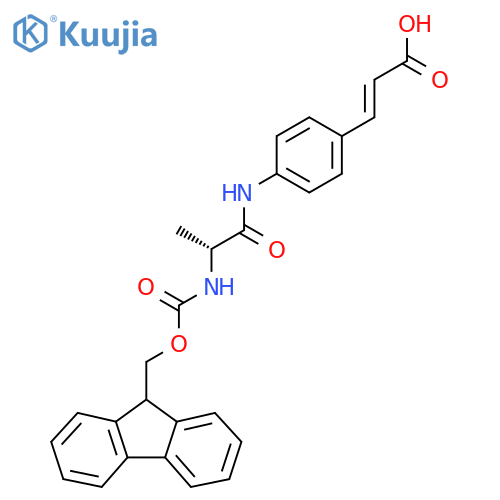 3-{4-(2R)-2-({(9H-fluoren-9-yl)methoxycarbonyl}amino)propanamidophenyl}prop-2-enoic acid structure