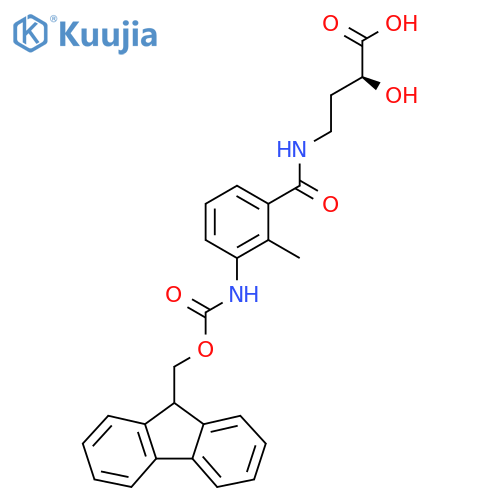 (2S)-4-{3-({(9H-fluoren-9-yl)methoxycarbonyl}amino)-2-methylphenylformamido}-2-hydroxybutanoic acid structure