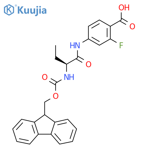 4-(2S)-2-({(9H-fluoren-9-yl)methoxycarbonyl}amino)butanamido-2-fluorobenzoic acid structure