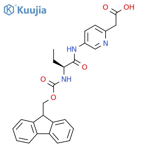 2-{5-(2S)-2-({(9H-fluoren-9-yl)methoxycarbonyl}amino)butanamidopyridin-2-yl}acetic acid structure