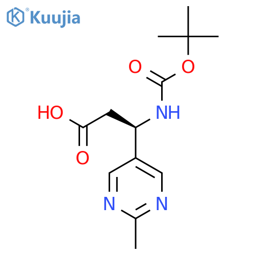 (3R)-3-{(tert-butoxy)carbonylamino}-3-(2-methylpyrimidin-5-yl)propanoic acid structure