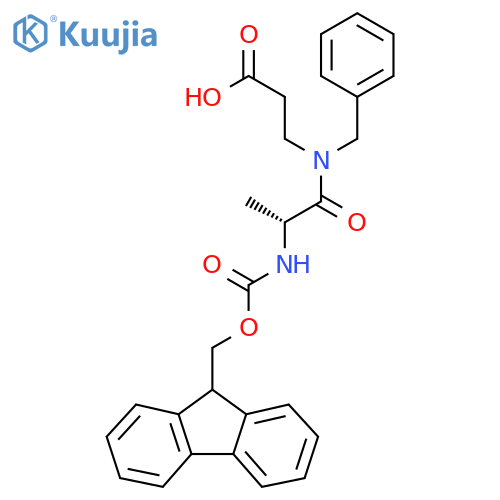 3-(2R)-N-benzyl-2-({(9H-fluoren-9-yl)methoxycarbonyl}amino)propanamidopropanoic acid structure