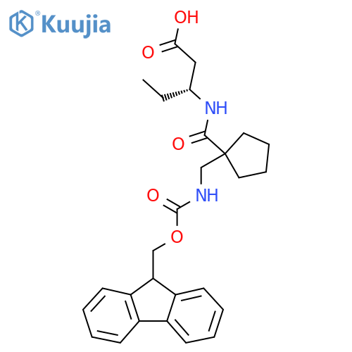 (3R)-3-({1-({(9H-fluoren-9-yl)methoxycarbonyl}amino)methylcyclopentyl}formamido)pentanoic acid structure