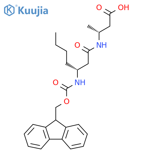 (3R)-3-(3R)-3-({(9H-fluoren-9-yl)methoxycarbonyl}amino)heptanamidobutanoic acid structure