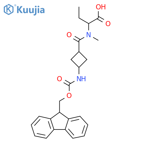 2-{N-methyl-1-(1r,3r)-3-({(9H-fluoren-9-yl)methoxycarbonyl}amino)cyclobutylformamido}butanoic acid structure