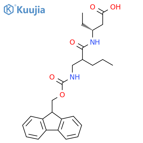 (3R)-3-{2-({(9H-fluoren-9-yl)methoxycarbonyl}amino)methylpentanamido}pentanoic acid structure