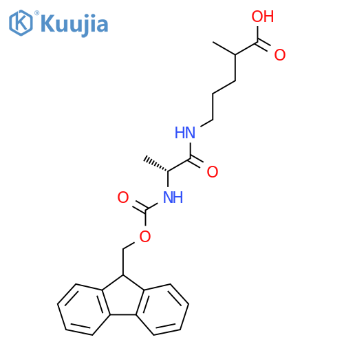 5-(2R)-2-({(9H-fluoren-9-yl)methoxycarbonyl}amino)propanamido-2-methylpentanoic acid structure