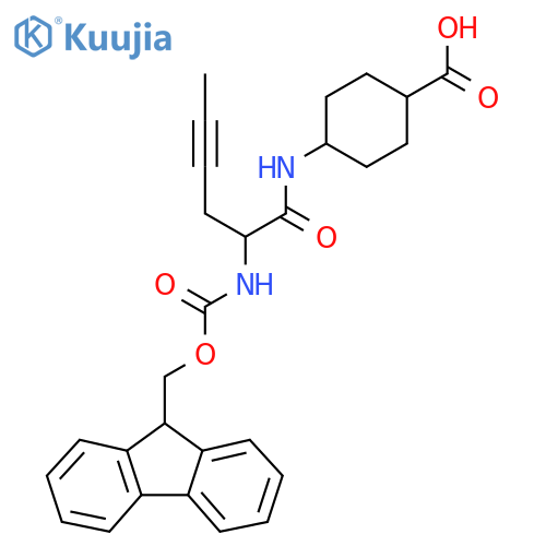 (1r,4r)-4-2-({(9H-fluoren-9-yl)methoxycarbonyl}amino)hex-4-ynamidocyclohexane-1-carboxylic acid structure