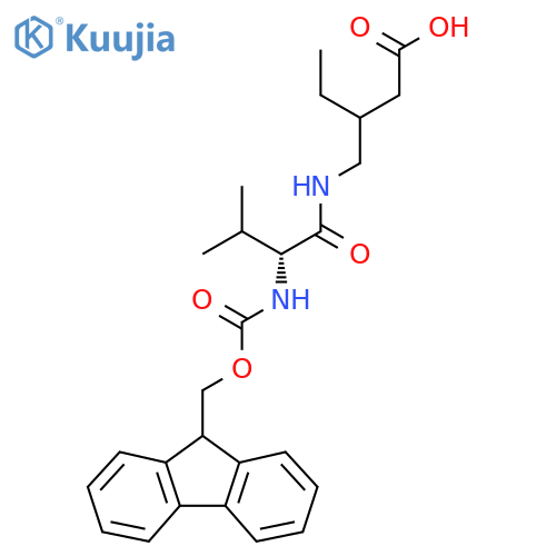 3-{(2R)-2-({(9H-fluoren-9-yl)methoxycarbonyl}amino)-3-methylbutanamidomethyl}pentanoic acid structure