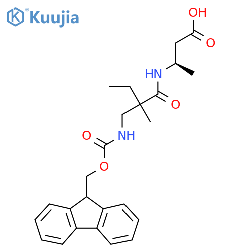 (3R)-3-{2-({(9H-fluoren-9-yl)methoxycarbonyl}amino)methyl-2-methylbutanamido}butanoic acid structure