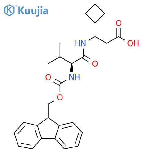3-cyclobutyl-3-(2S)-2-({(9H-fluoren-9-yl)methoxycarbonyl}amino)-3-methylbutanamidopropanoic acid structure
