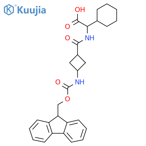 2-cyclohexyl-2-{(1s,3s)-3-({(9H-fluoren-9-yl)methoxycarbonyl}amino)cyclobutylformamido}acetic acid structure