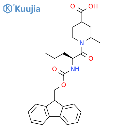 1-(2S)-2-({(9H-fluoren-9-yl)methoxycarbonyl}amino)pentanoyl-2-methylpiperidine-4-carboxylic acid structure