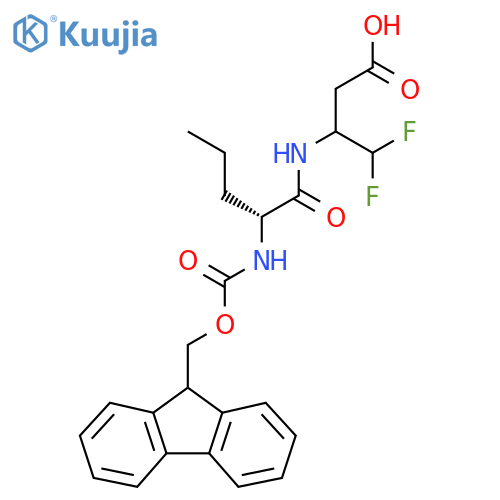 3-(2R)-2-({(9H-fluoren-9-yl)methoxycarbonyl}amino)pentanamido-4,4-difluorobutanoic acid structure