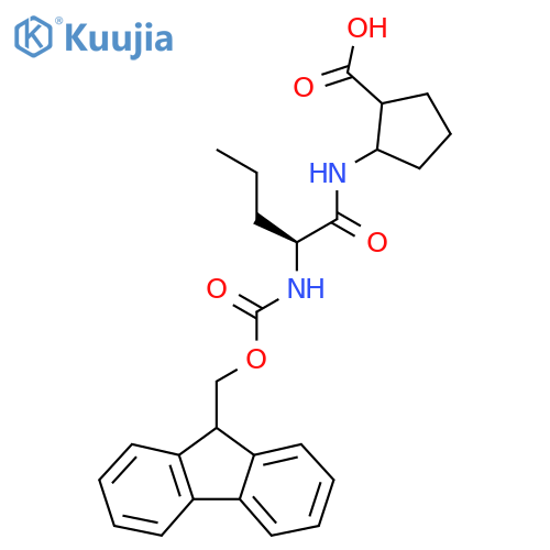 2-(2S)-2-({(9H-fluoren-9-yl)methoxycarbonyl}amino)pentanamidocyclopentane-1-carboxylic acid structure