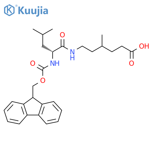 6-(2R)-2-({(9H-fluoren-9-yl)methoxycarbonyl}amino)-4-methylpentanamido-4-methylhexanoic acid structure