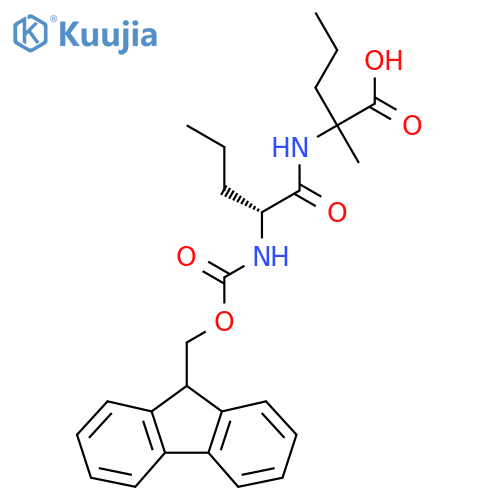 2-(2R)-2-({(9H-fluoren-9-yl)methoxycarbonyl}amino)pentanamido-2-methylpentanoic acid structure