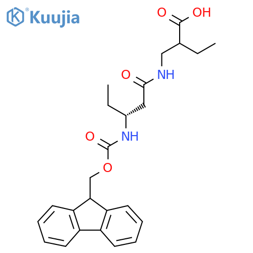 2-{(3R)-3-({(9H-fluoren-9-yl)methoxycarbonyl}amino)pentanamidomethyl}butanoic acid structure