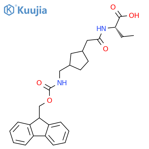 (2S)-2-(2-{3-({(9H-fluoren-9-yl)methoxycarbonyl}amino)methylcyclopentyl}acetamido)butanoic acid structure