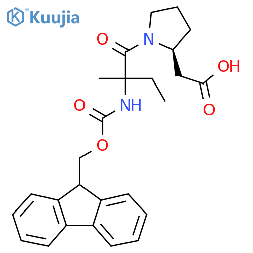 2-(2S)-1-2-({(9H-fluoren-9-yl)methoxycarbonyl}amino)-2-methylbutanoylpyrrolidin-2-ylacetic acid structure