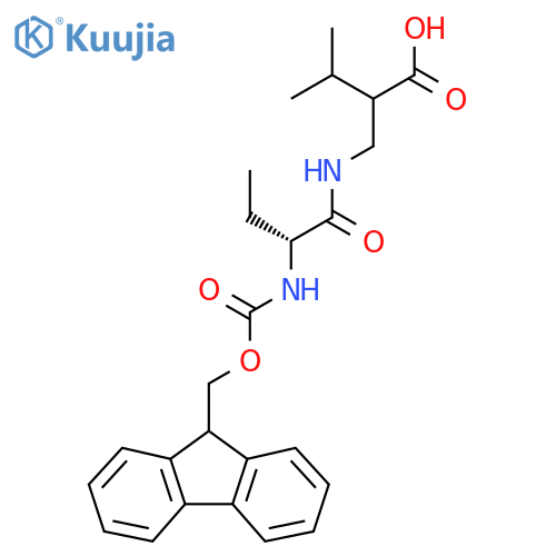 2-{(2R)-2-({(9H-fluoren-9-yl)methoxycarbonyl}amino)butanamidomethyl}-3-methylbutanoic acid structure