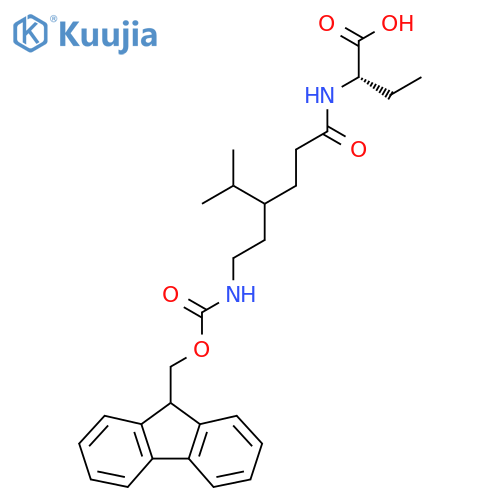 (2S)-2-{4-2-({(9H-fluoren-9-yl)methoxycarbonyl}amino)ethyl-5-methylhexanamido}butanoic acid structure